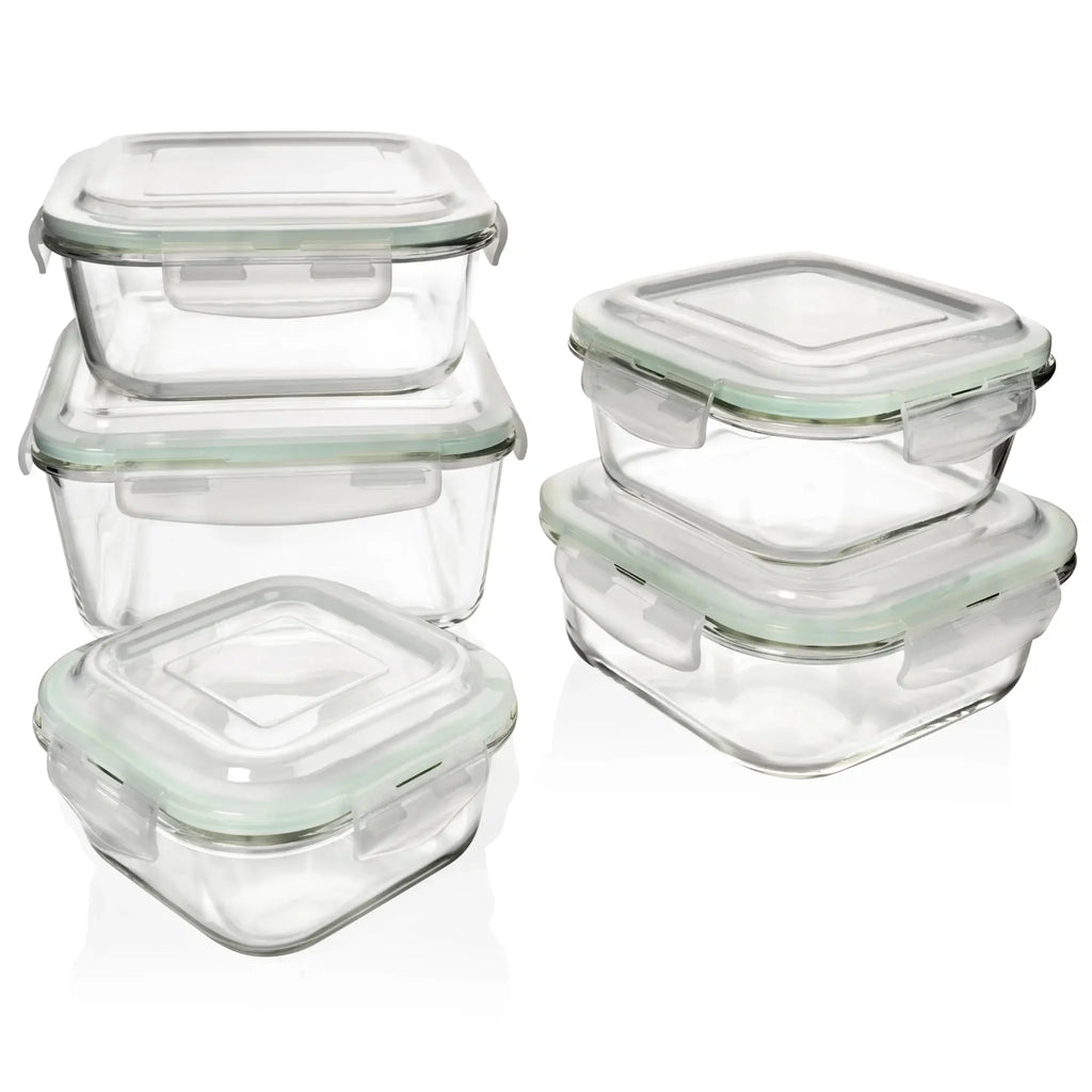 10 pc Glass Container Set (5 Containers and 5 Lids)
