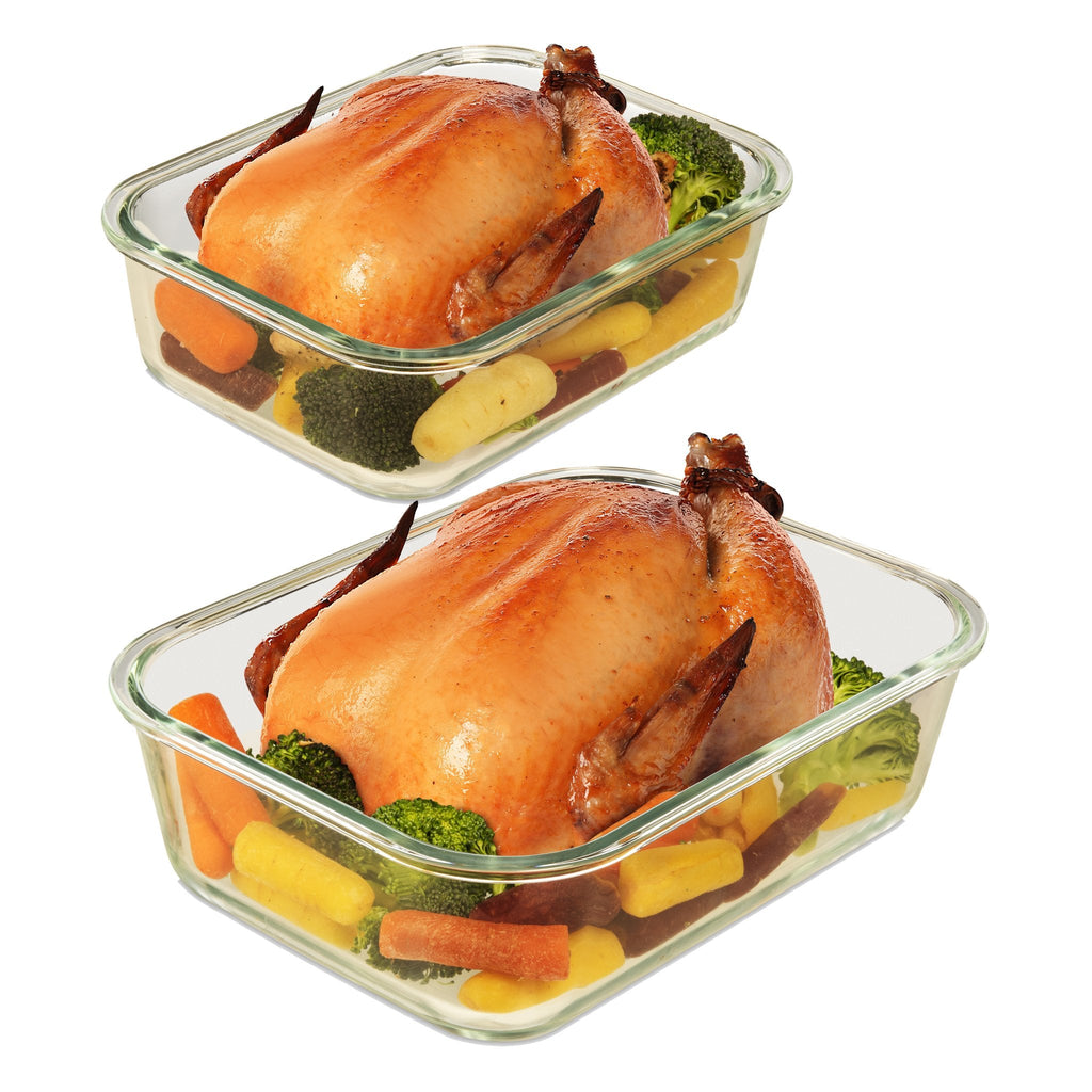 1520ML and 2700ML - Set of 2 Glass Food Storage Containers