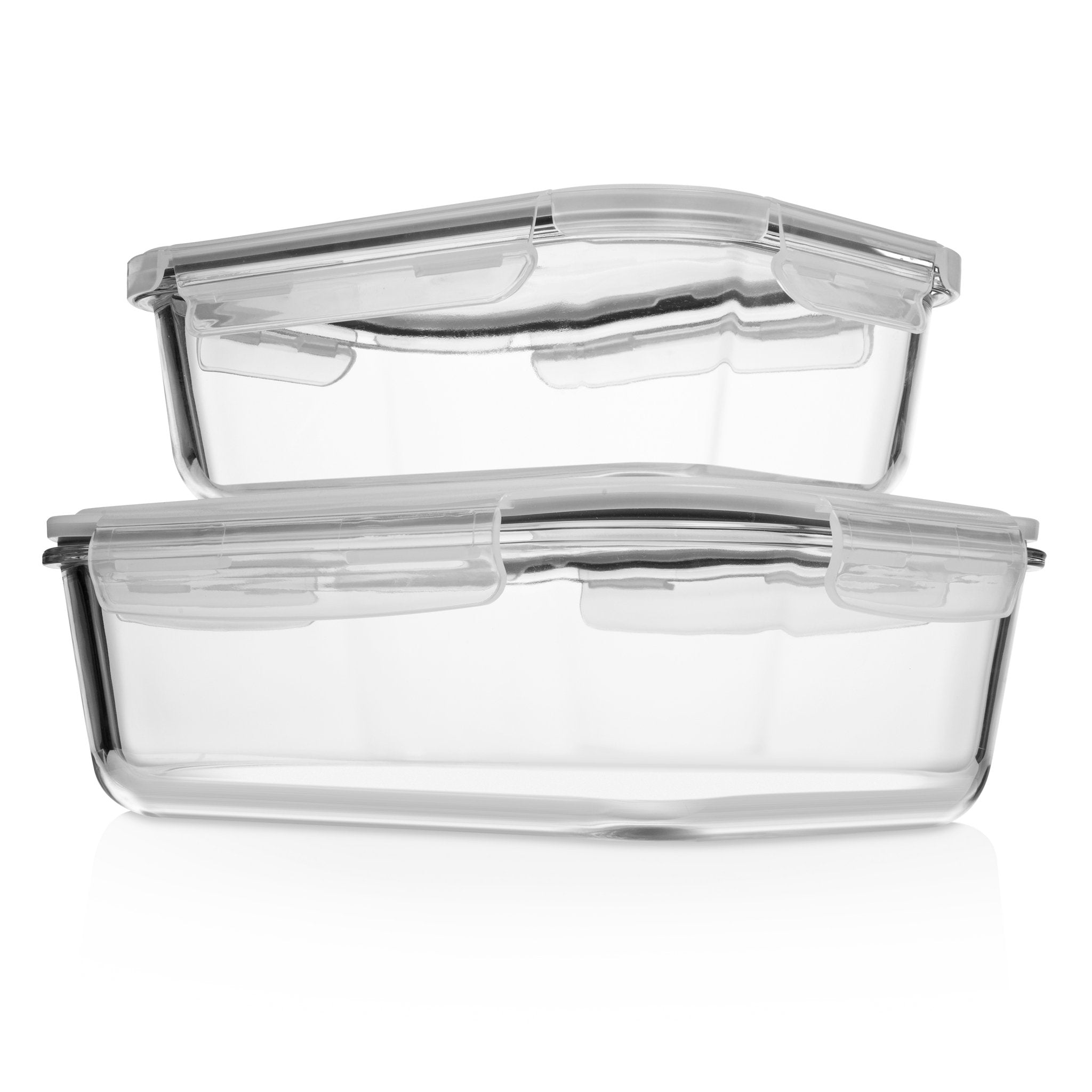 1520ML and 2700ML - Set of 2 Glass Food Storage Containers
