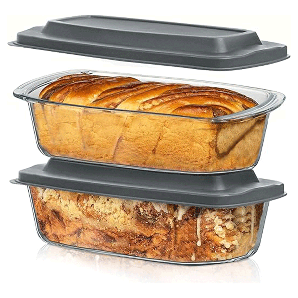 Set Of 2 Glass Loaf Pan Containers