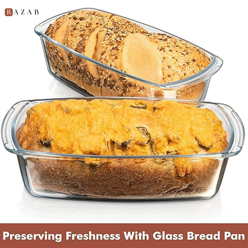 Set Of 2 Glass Loaf Pan Containers