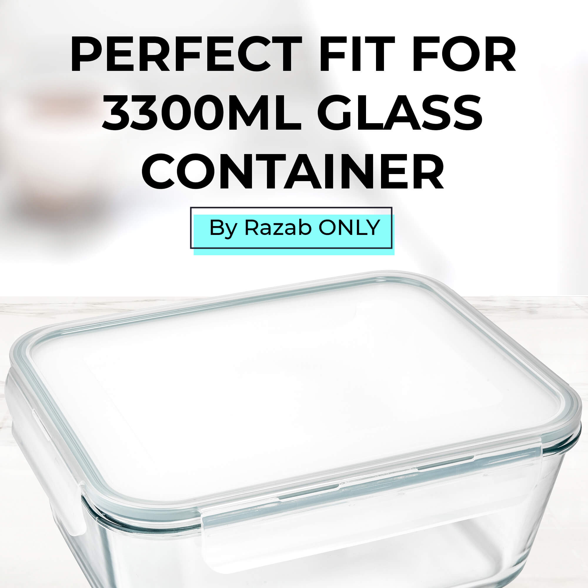 3300ML - Glass Container Set by Razab (Replacement lid) - Clear