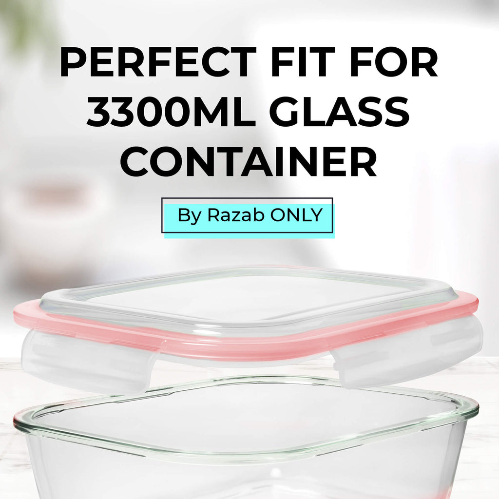3300ML - Glass Container Set by Razab (Replacement lid) - Red