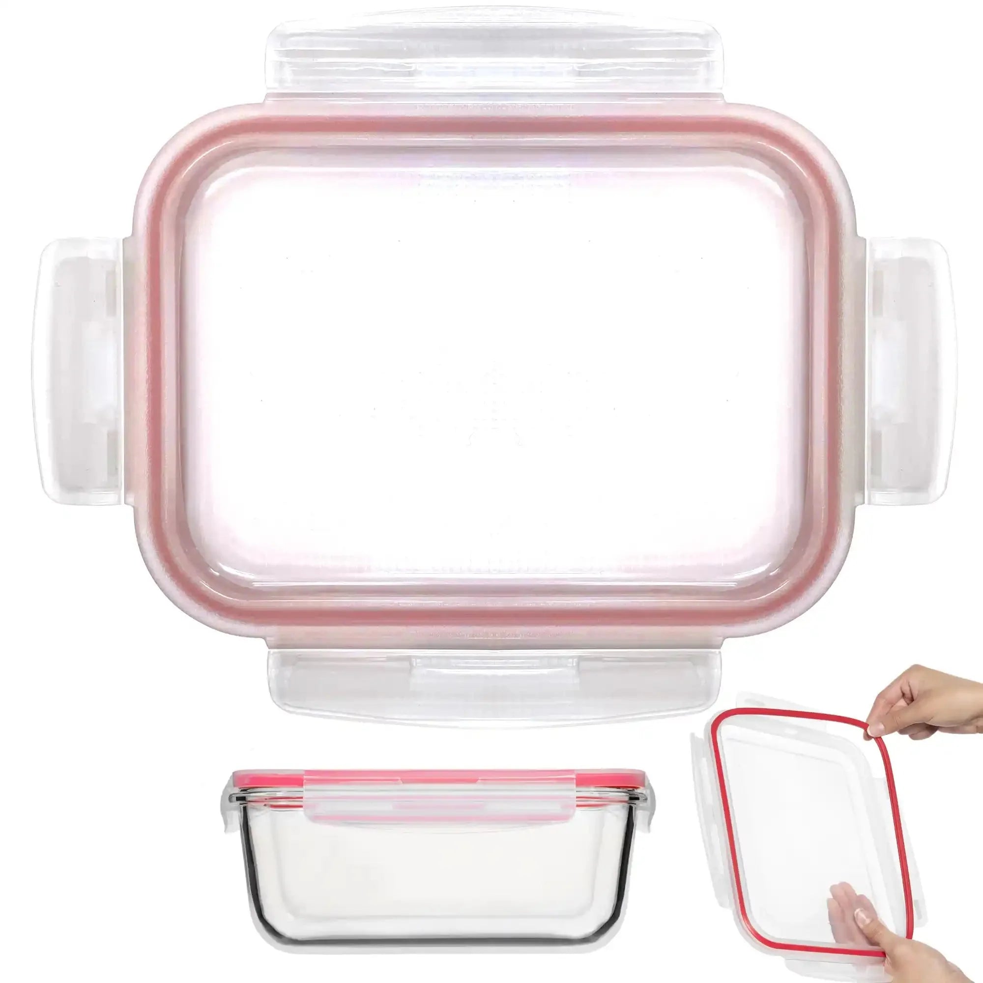 3300ML - Glass Container Set by Razab (Replacement lid) - Red