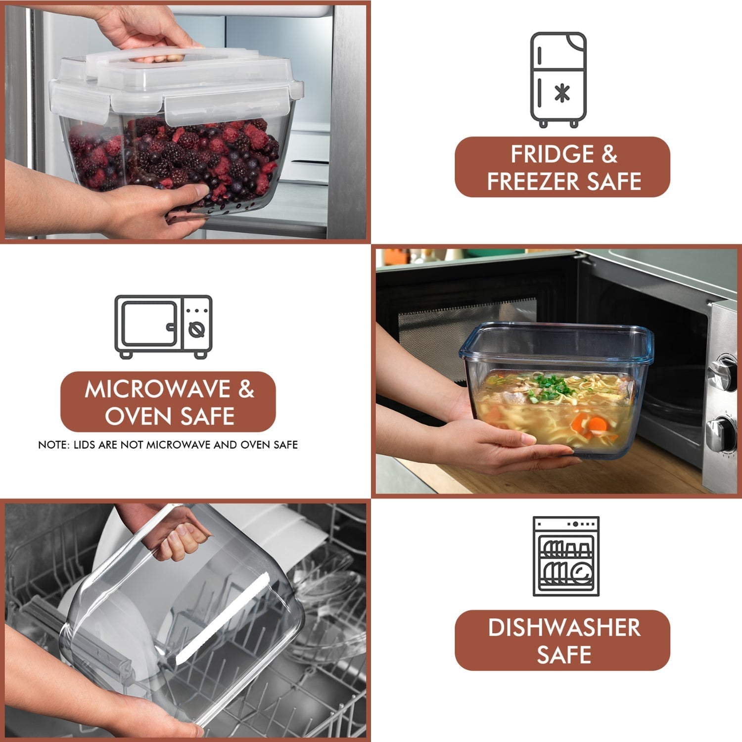 3900ml Large Glass Food Storage Container with Airtight Lid