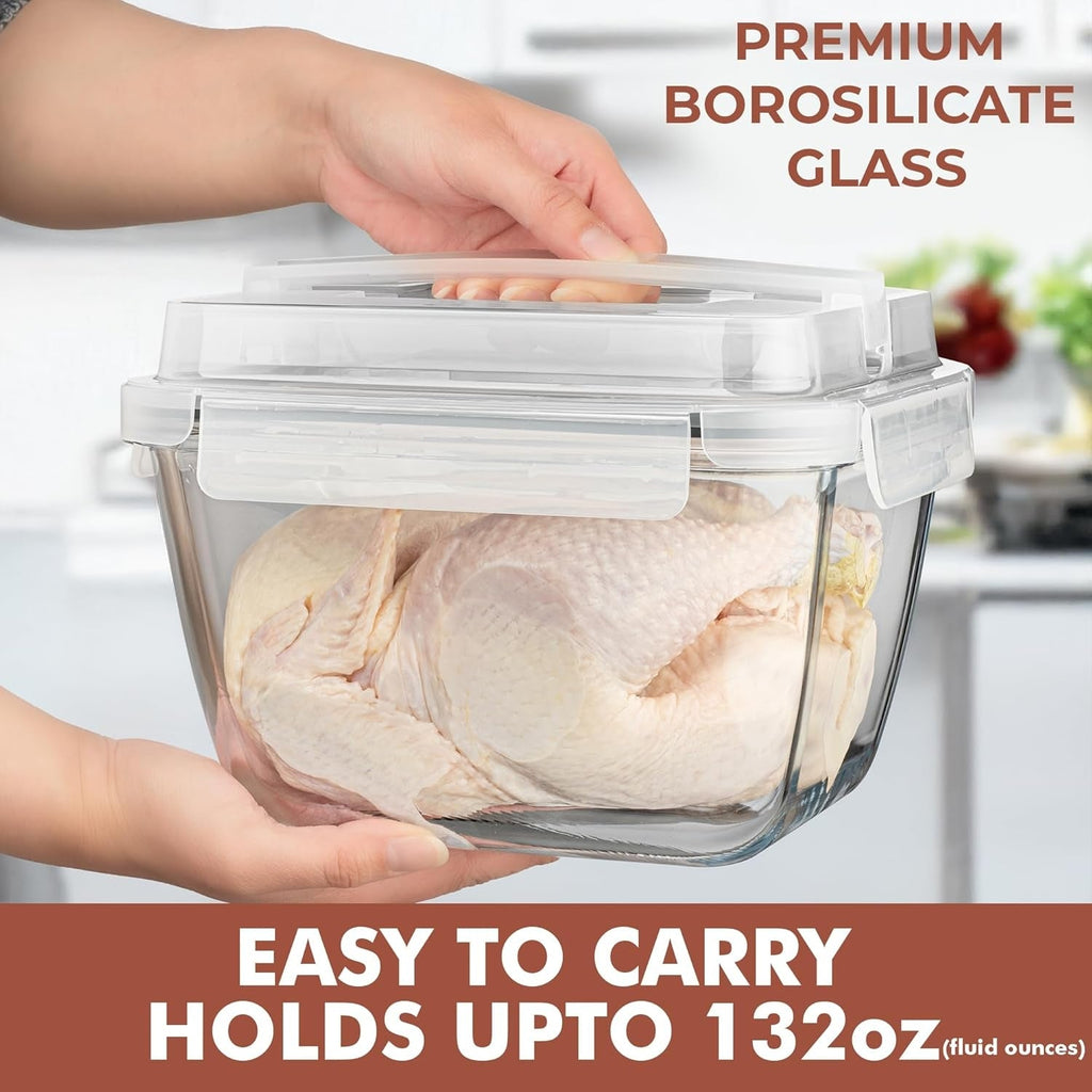 3900ml Large Glass Food Storage Container with Airtight Lid