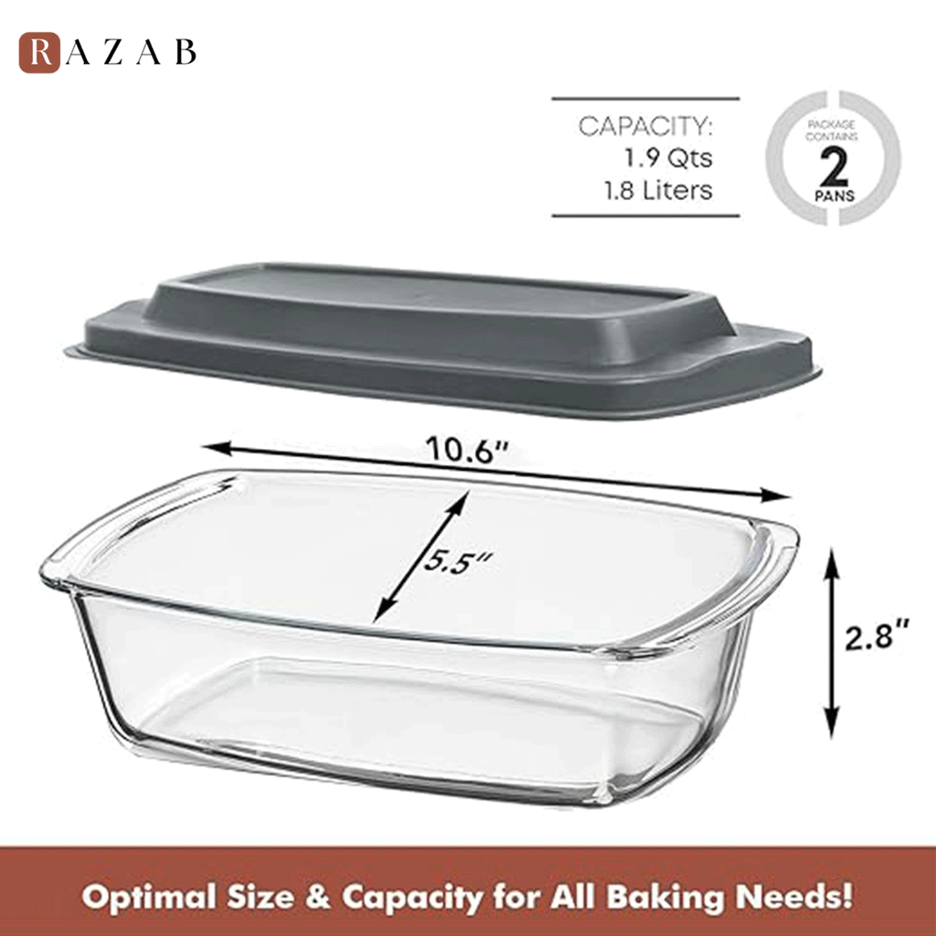 Set Of 2 Glass Loaf Pan Containers