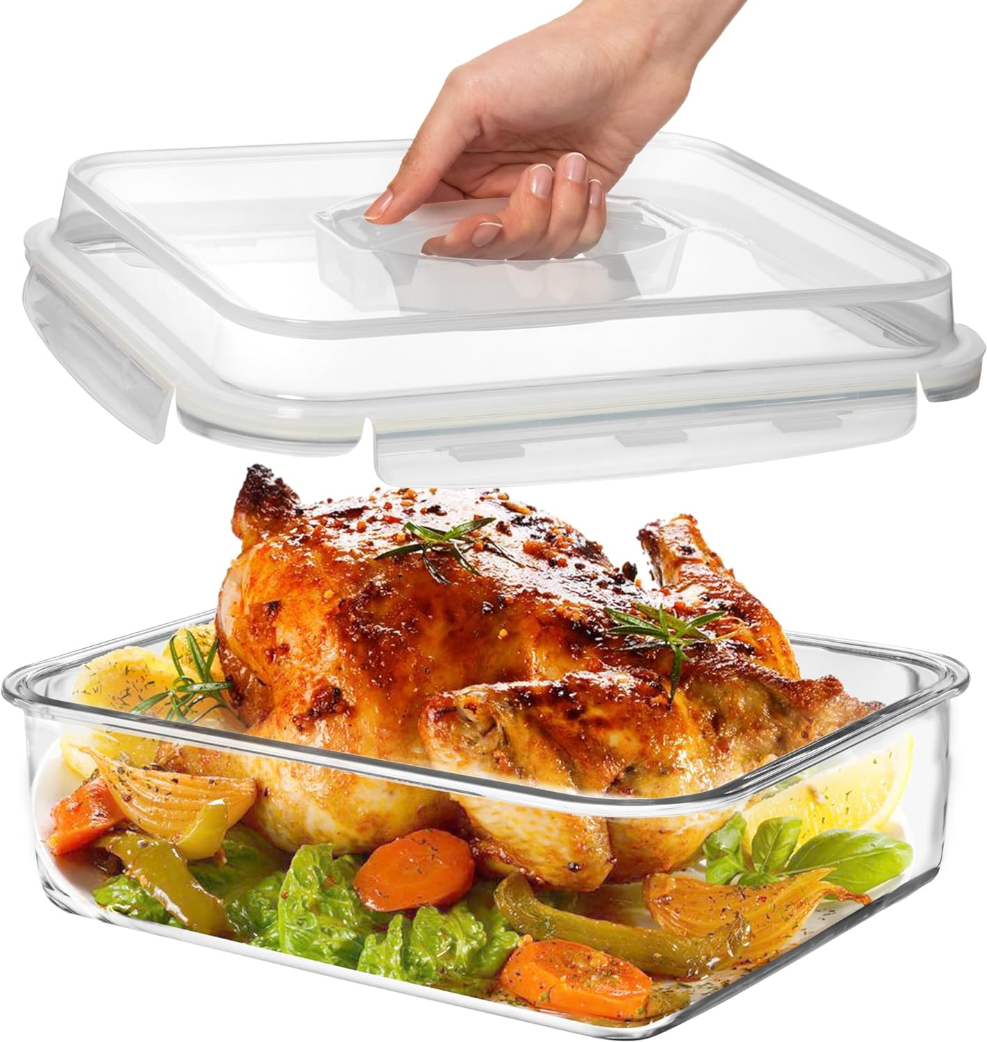 4800ml Large Glass Food Storage Container with Airtight Locking Lid