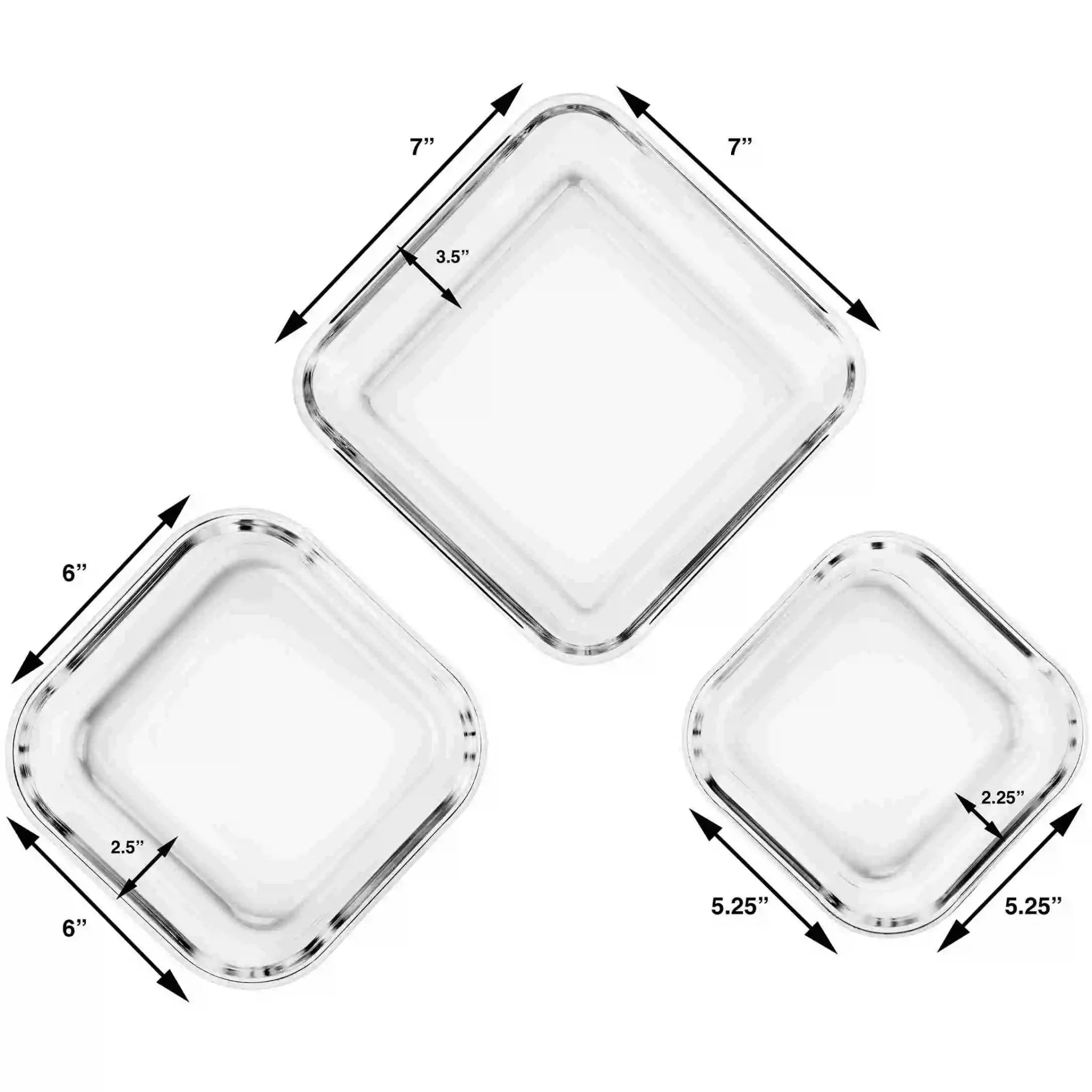 6 PC Glass Containers Set - 3 Unique Sizes
