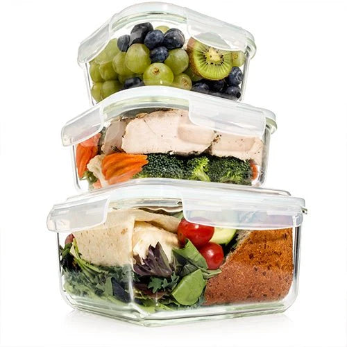 6 PC Glass Containers Set - 3 Unique Sizes