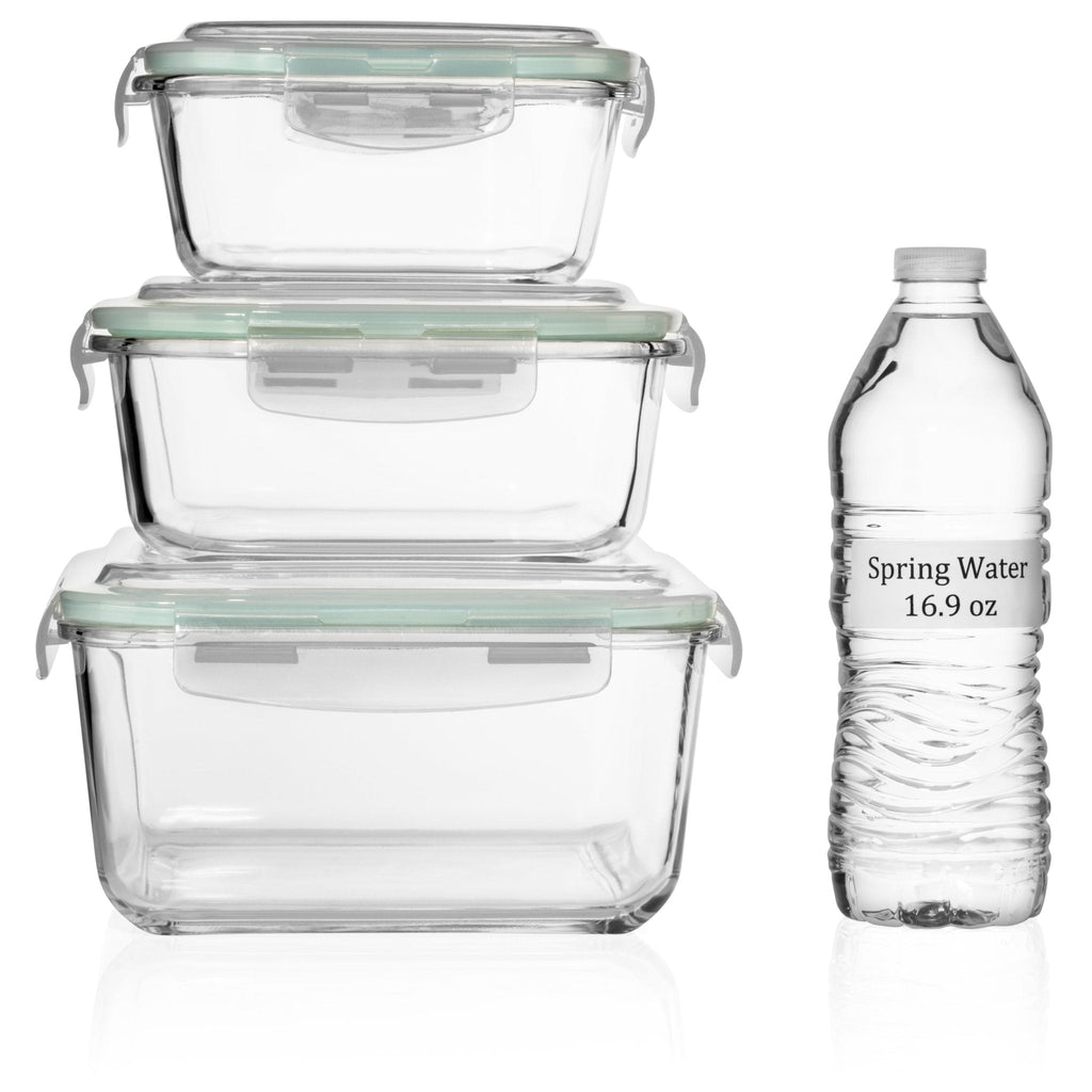 6 PC Glass Containers Set - 3 Unique Sizes