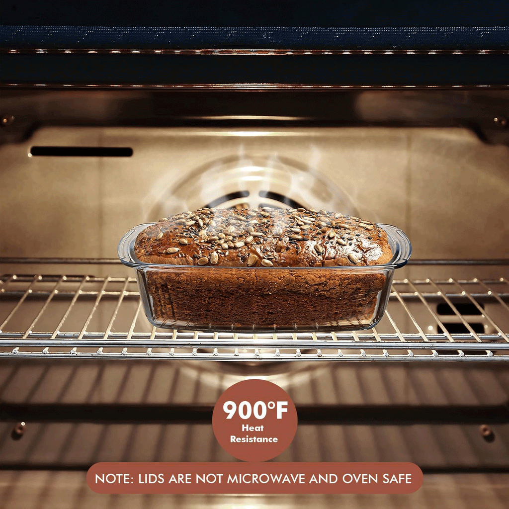 Set Of 2 Glass Loaf Pan Containers