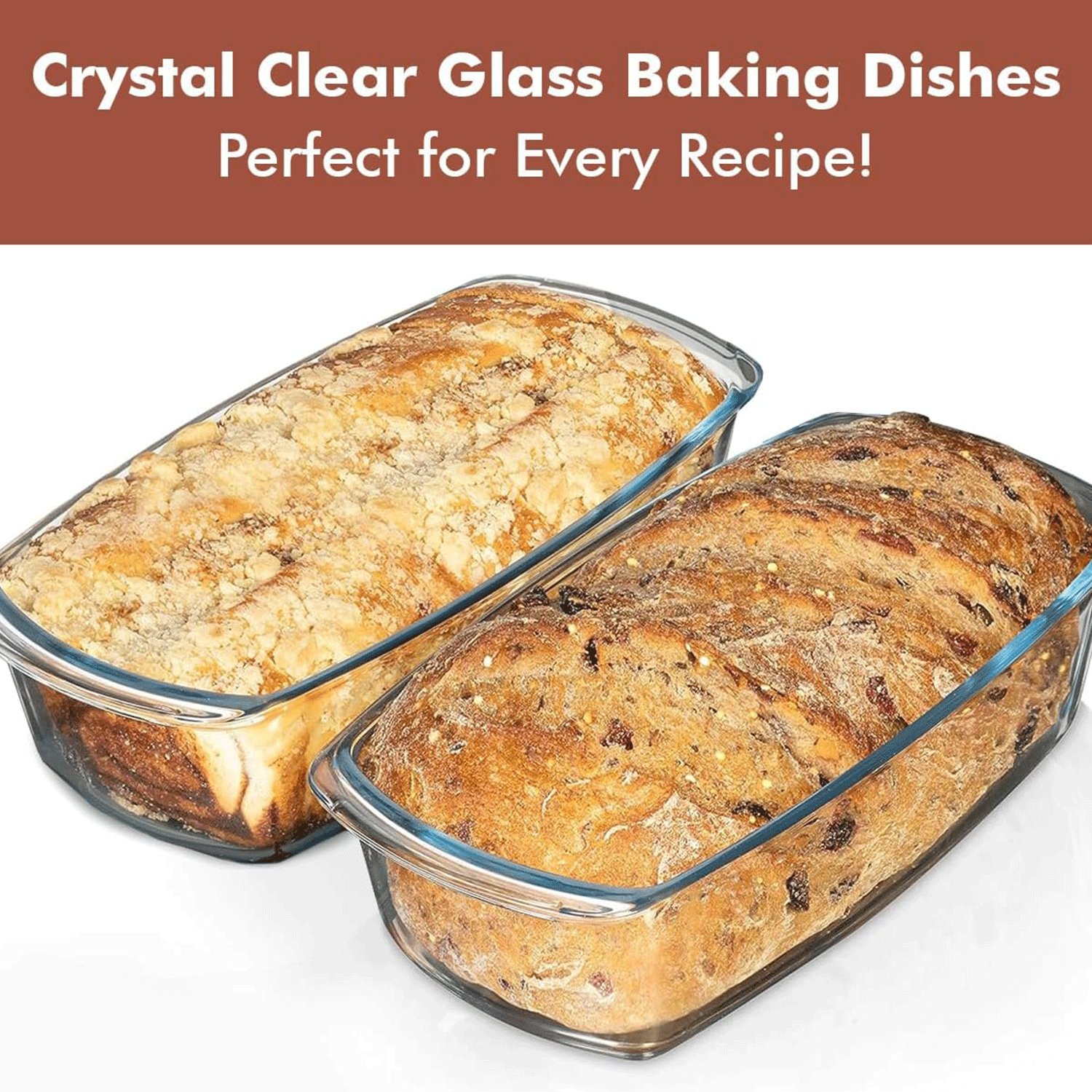 Set Of 2 Glass Loaf Pan Containers