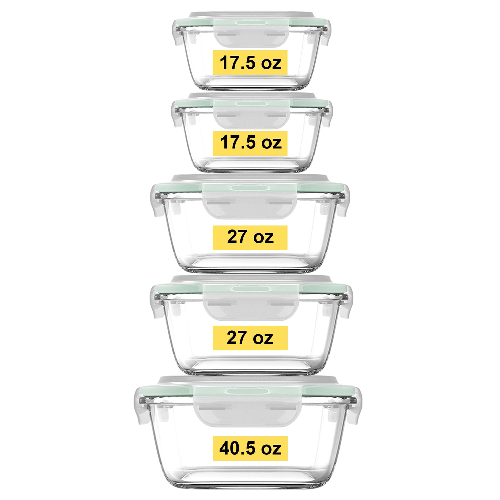 Razab 10 PC Glass Food Containers Set