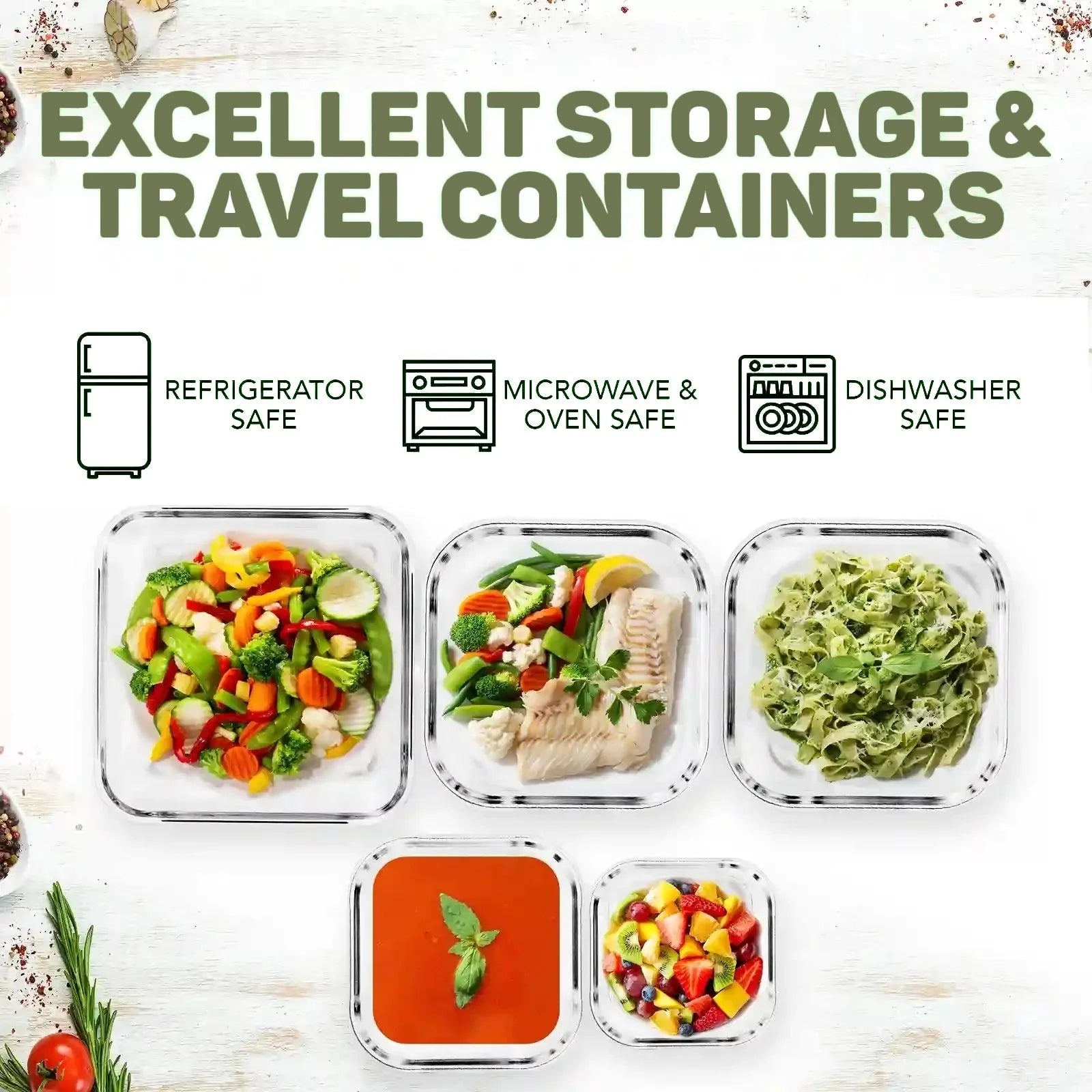 Razab 10 PC Glass Food Containers Set