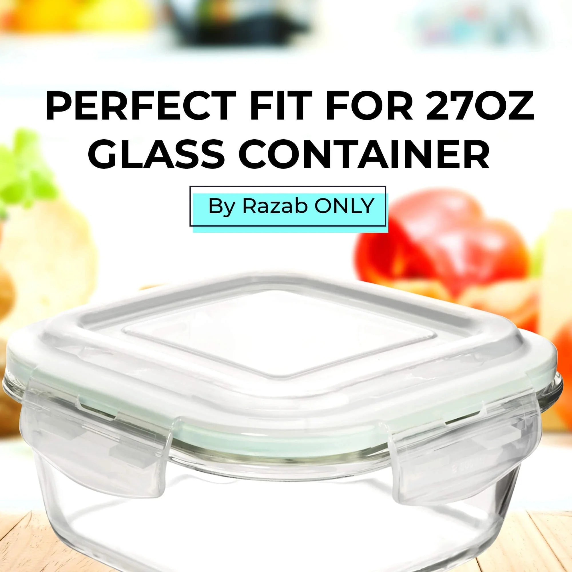 Razab 27 oz Replacement Lid for Razab 6 Pc and 10 Pc Glass Container Set