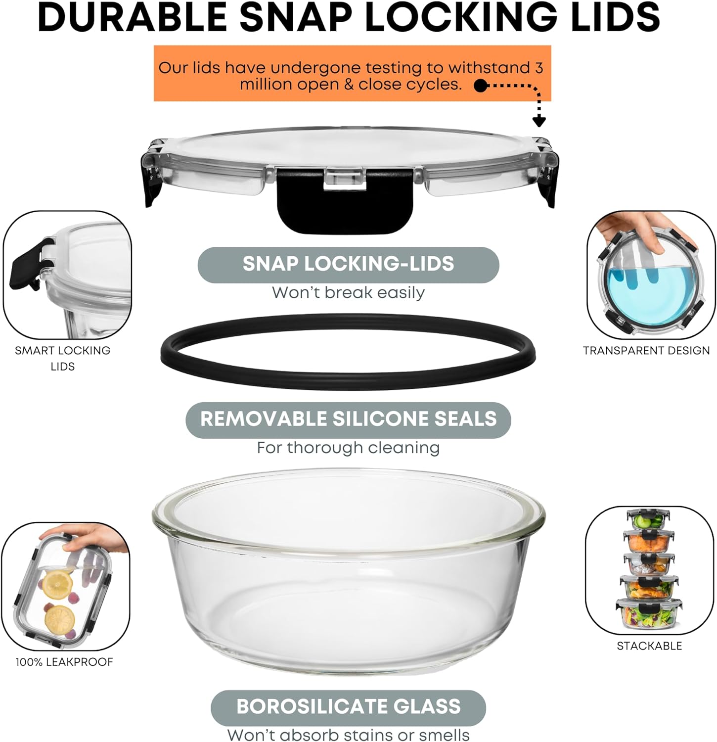 Razab 30 PC Glass Meal Prep Containers