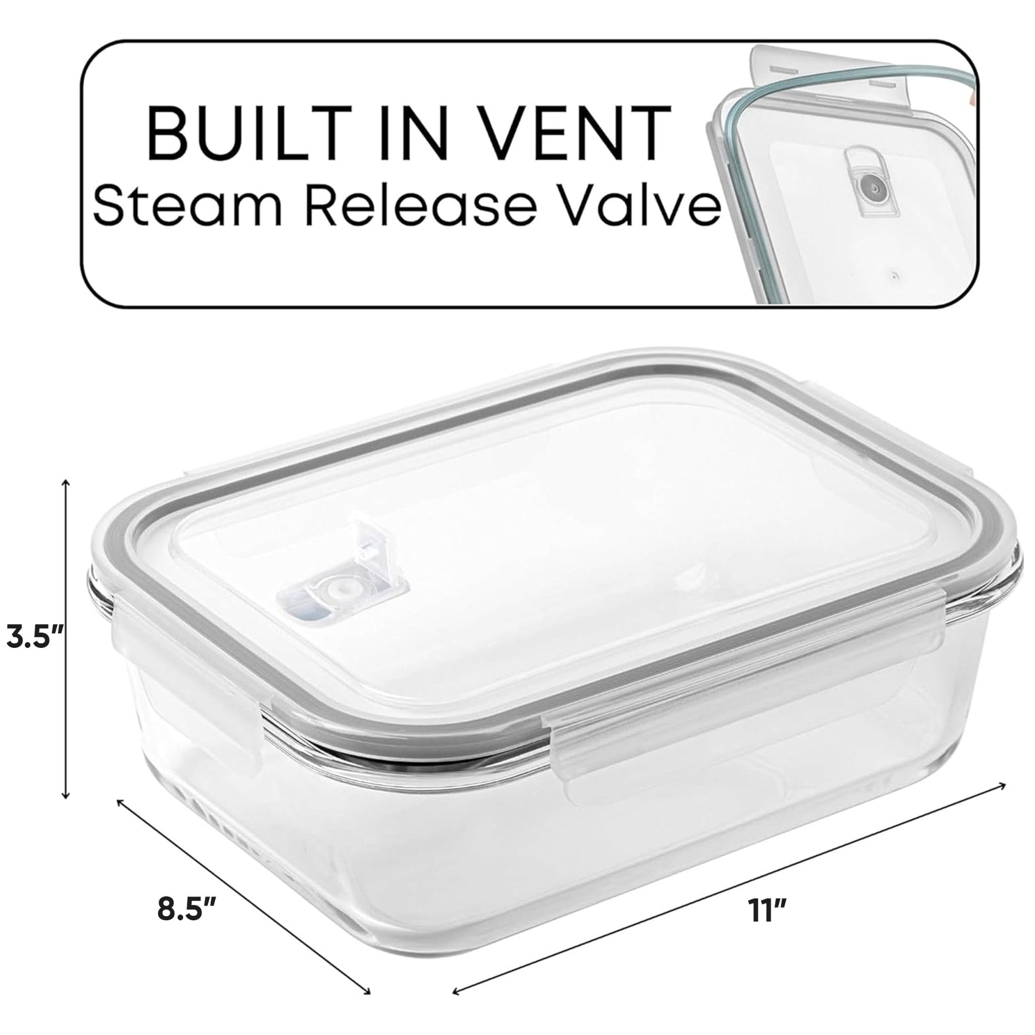 Razab's 2700 ML Large Glass Food Storage Container With Vent